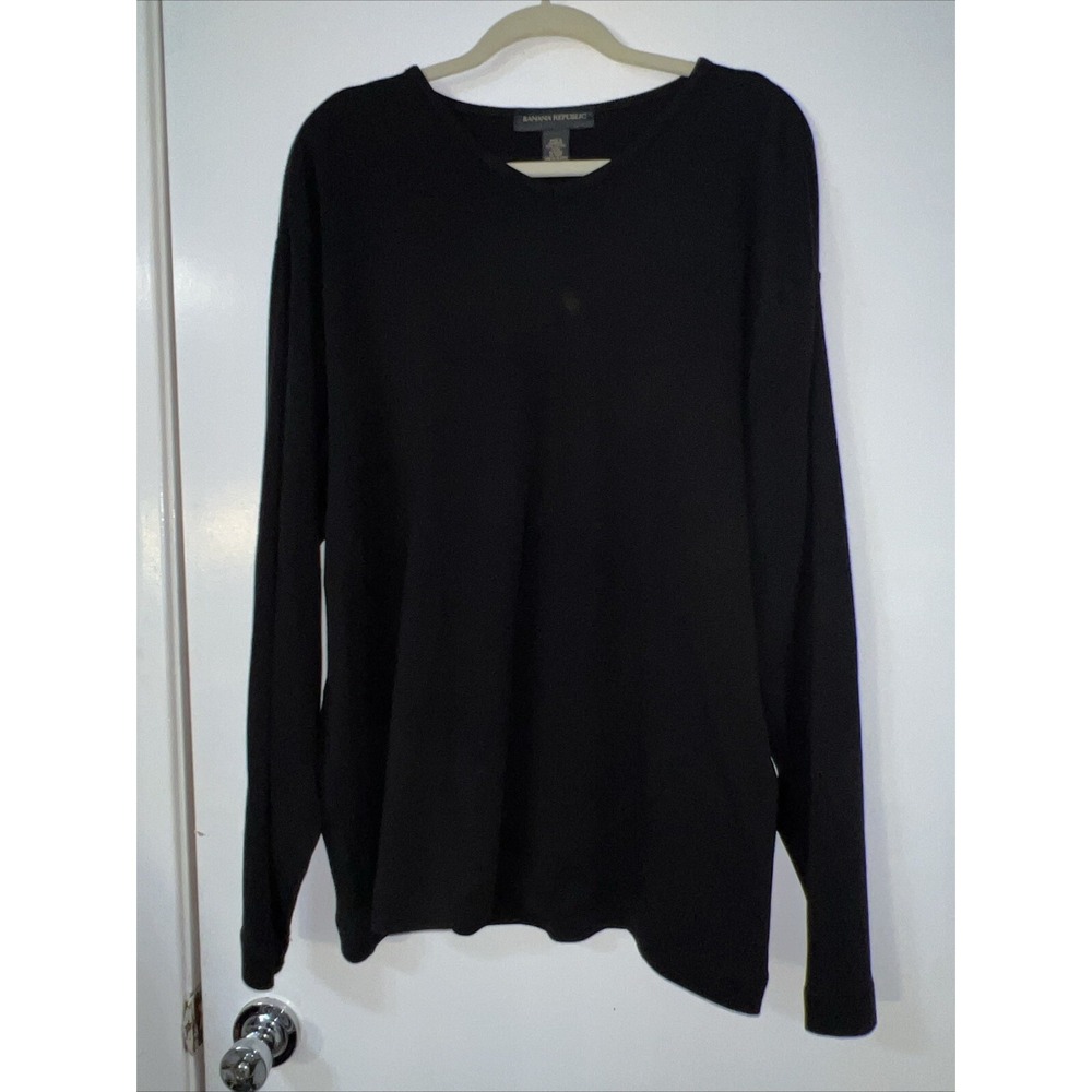 Banana Republic Unisex Long Sleeve Black Heavy‎ Knitted T-shirt  Sweater Size XL